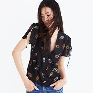 Madewell Silk Shortsleeved Feather Blouse